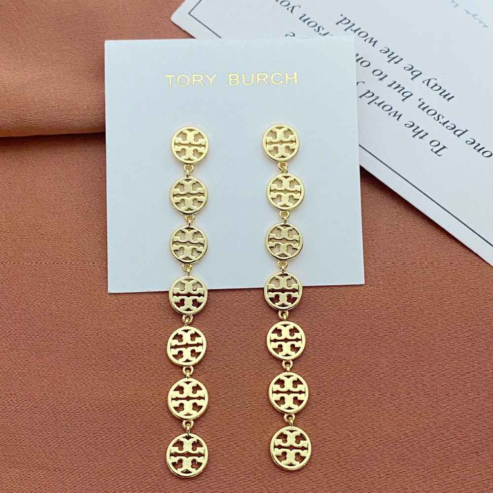 Tory Burch Hollow Letter Splicing Metal Earrings